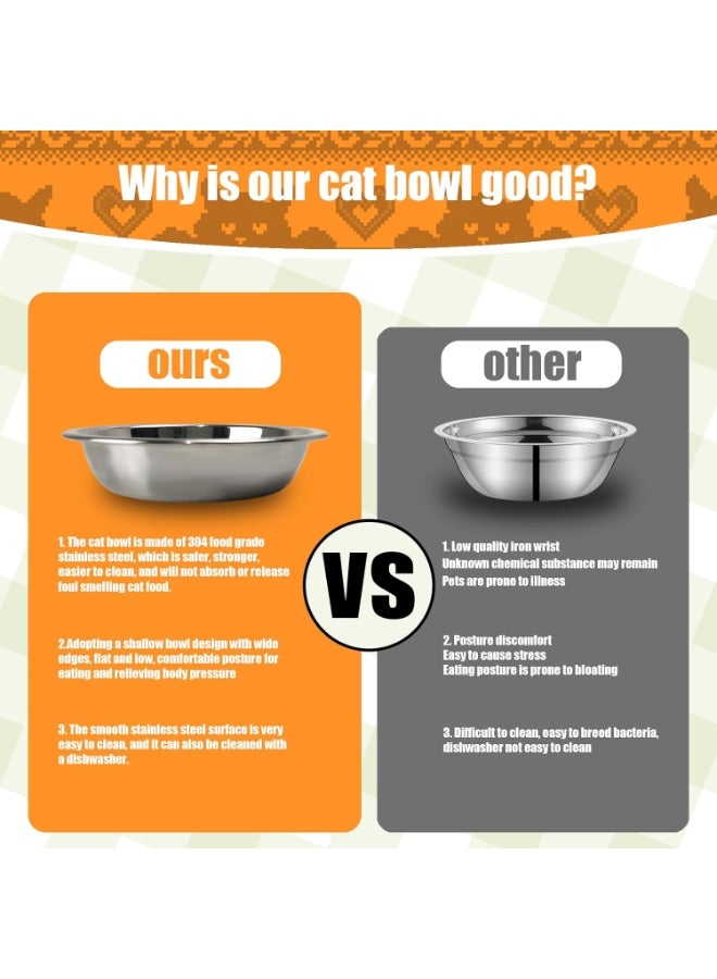 jaexest 4-Pack Stainless Steel Cat Bowls, 5.5 Inch Shallow Dishes for Small & Medium Cats, Durable Metal Pet Bowls for Wet Food, Dry Food & Water, Easy Clean Indoor Feeding Bowls - Image 5